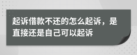 起訴借款不還的怎么起訴，是直接還是自己可以起訴
