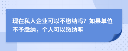 現(xiàn)在私人企業(yè)可以不繳納嗎？如果單位不予繳納，個(gè)人可以繳納嘛