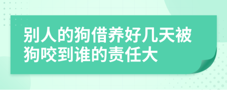 別人的狗借養(yǎng)好幾天被狗咬到誰(shuí)的責(zé)任大
