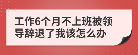 工作6個月不上班被領(lǐng)導(dǎo)辭退了我該怎么辦