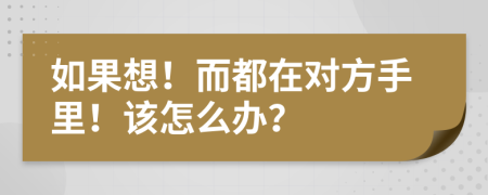 如果想！而都在對(duì)方手里！該怎么辦？