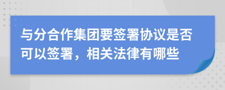 與分合作集團要簽署協(xié)議是否可以簽署,相關(guān)法律有哪些