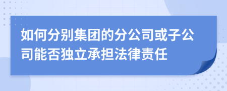 如何分別集團(tuán)的分公司或子公司能否獨(dú)立承擔(dān)法律責(zé)任