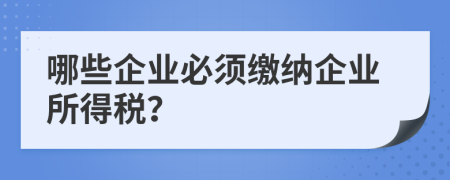 哪些企業(yè)必須繳納企業(yè)所得稅？