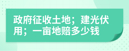 政府征收土地；建光伏用；一畝地賠多少錢