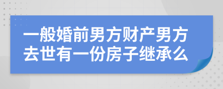 一般婚前男方財(cái)產(chǎn)男方去世有一份房子繼承么