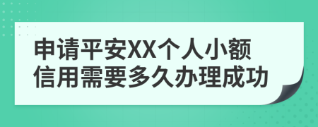 申請(qǐng)平安XX個(gè)人小額信用需要多久辦理成功