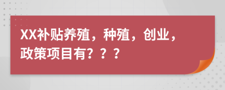 XX補(bǔ)貼養(yǎng)殖，種殖，創(chuàng)業(yè)，政策項(xiàng)目有？？？