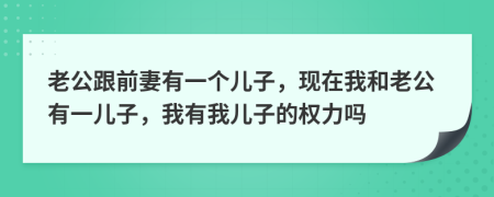 老公跟前妻有一個兒子，現(xiàn)在我和老公有一兒子，我有我兒子的權(quán)力嗎