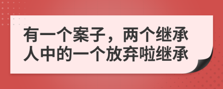 有一個案子，兩個繼承人中的一個放棄啦繼承