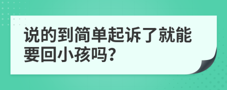說(shuō)的到簡(jiǎn)單起訴了就能要回小孩嗎？