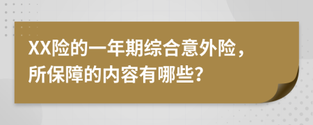 XX險的一年期綜合意外險，所保障的內容有哪些？