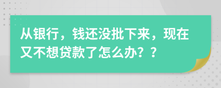 從銀行，錢還沒批下來，現(xiàn)在又不想貸款了怎么辦？？