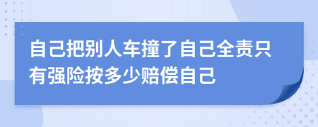 自己把別人車撞了自己全責只有強險按多少賠償自己