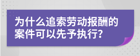 為什么追索勞動(dòng)報(bào)酬的案件可以先予執(zhí)行？