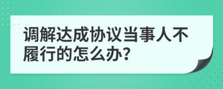 調(diào)解達成協(xié)議當事人不履行的怎么辦？
