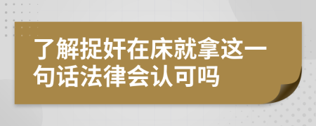 了解捉奸在床就拿這一句話法律會認(rèn)可嗎