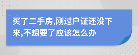 買了二手房,剛過戶證還沒下來,不想要了應(yīng)該怎么辦
