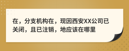 在，分支機(jī)構(gòu)在，現(xiàn)因西安XX公司已關(guān)閉，且已注銷，地應(yīng)該在哪里