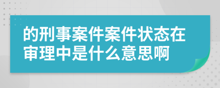 的刑事案件案件狀態(tài)在審理中是什么意思啊