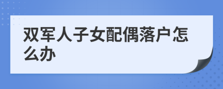 雙軍人子女配偶落戶怎么辦