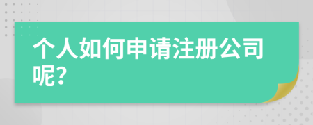 個人如何申請注冊公司呢？