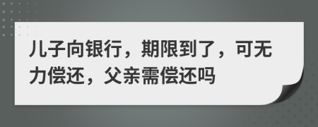 兒子向銀行，期限到了，可無力償還，父親需償還嗎