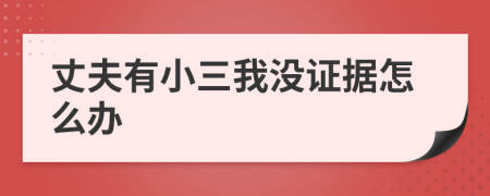 丈夫有小三我沒證據怎么辦