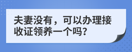 夫妻沒有，可以辦理接收證領(lǐng)養(yǎng)一個(gè)嗎？