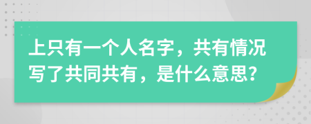 上只有一個(gè)人名字，共有情況寫了共同共有，是什么意思？
