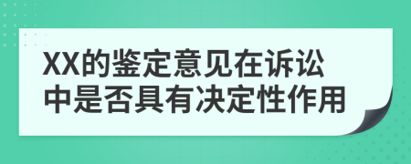 XX的鑒定意見在訴訟中是否具有決定性作用