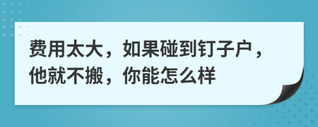 費用太大，如果碰到釘子戶，他就不搬，你能怎么樣