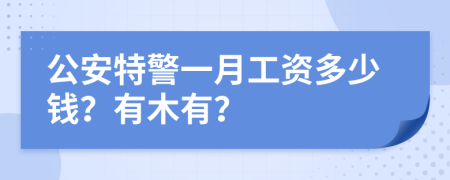 公安特警一月工資多少錢？有木有？