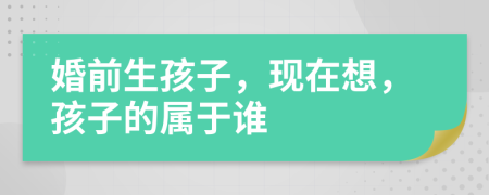 婚前生孩子，現(xiàn)在想，孩子的屬于誰