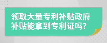 領取大量專利補貼政府補貼能拿到專利證嗎？