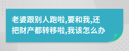 老婆跟別人跑啦,要和我,還把財(cái)產(chǎn)都轉(zhuǎn)移啦,我該怎么辦