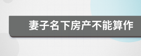 妻子名下房產(chǎn)不能算作
