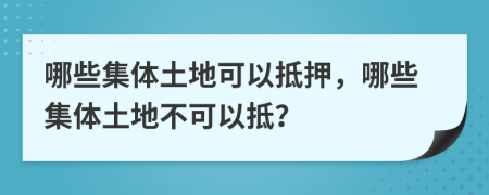 哪些集體土地可以抵押，哪些集體土地不可以抵？