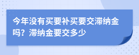 今年沒有買要補(bǔ)買要交滯納金嗎？滯納金要交多少
