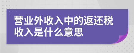 營(yíng)業(yè)外收入中的返還稅收入是什么意思