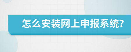 怎么安裝網(wǎng)上申報系統(tǒng)？