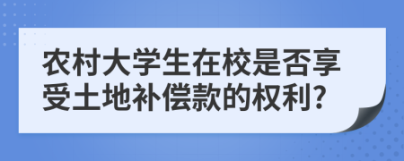 農(nóng)村大學(xué)生在校是否享受土地補償款的權(quán)利?