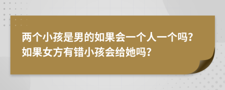 兩個(gè)小孩是男的如果會(huì)一個(gè)人一個(gè)嗎？如果女方有錯(cuò)小孩會(huì)給她嗎？