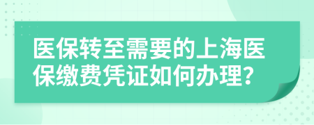 醫(yī)保轉(zhuǎn)至需要的上海醫(yī)保繳費(fèi)憑證如何辦理？