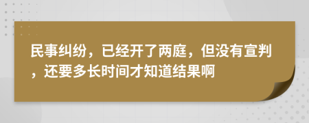 民事糾紛，已經(jīng)開了兩庭，但沒有宣判，還要多長時間才知道結(jié)果啊