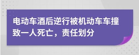 電動(dòng)車酒后逆行被機(jī)動(dòng)車車撞致一人死亡，責(zé)任劃分