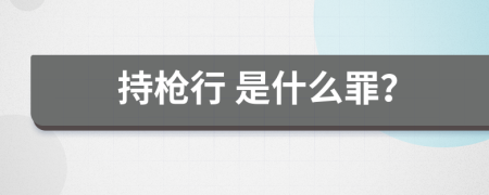  持槍行 是什么罪？