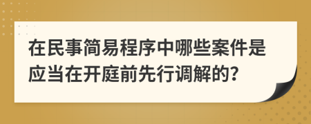 在民事簡易程序中哪些案件是應(yīng)當(dāng)在開庭前先行調(diào)解的？