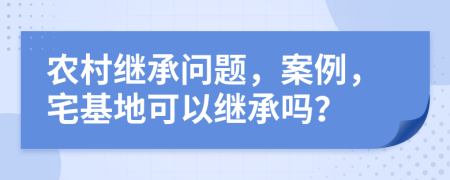 農(nóng)村繼承問(wèn)題，案例，宅基地可以繼承嗎？