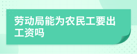 勞動(dòng)局能為農(nóng)民工要出工資嗎